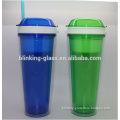 2015 food grade Plastic 2 in 1 Snack cup& Drink Cup ,Straw Kids Snack Cup,plastic snack tumbler , plastic straw cup